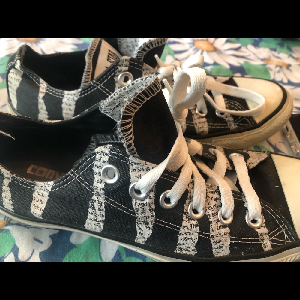 Converse All Star dbl tongue black newsprint W 8M